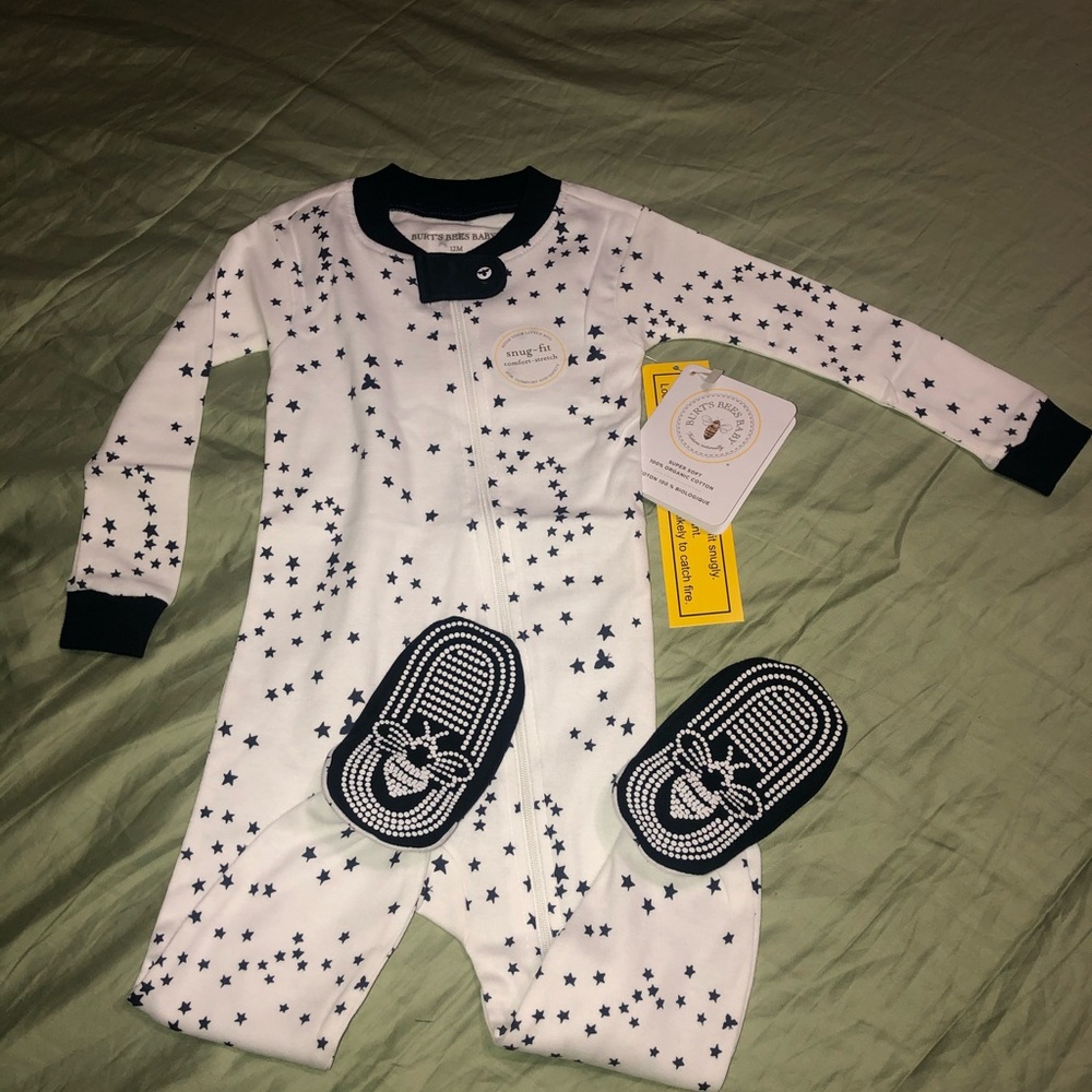 Twinkle Bee Star Organic Zip Front Snug Fitted PJ
